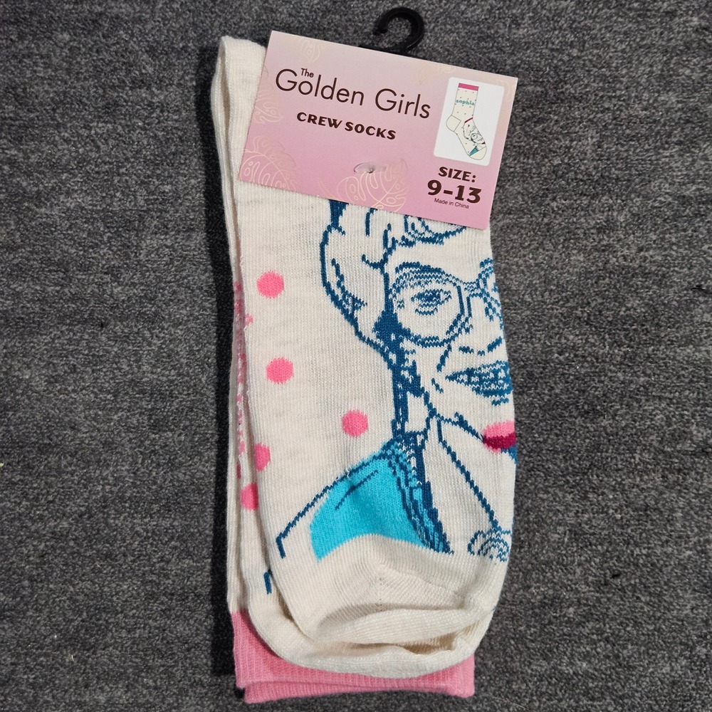 The Golden Girls Sophia Petrillo Crew Socks Pink Polka Dot Size 9-13 New